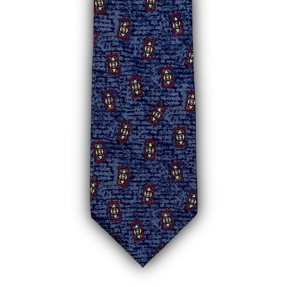 Nautica Blue Hand Printed Silk Tie